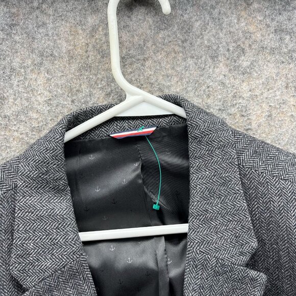 Tommy Hilfiger Blazer Men 46R Gray Suit Dress Jacket Wool Sports herringbone - Picture 5 of 12